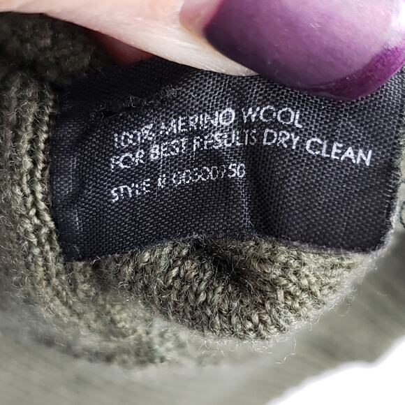 Club Monaco Women's XS‎ Merino Wool Pullover Tunic Sweater Olive Green Earthy - Picture 7 of 8